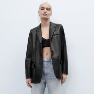 Black Faux Leather Zara Blazer